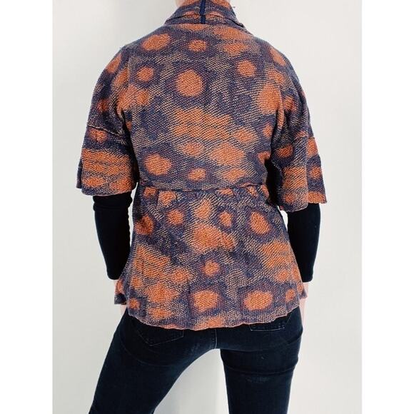 Axcess Multicolor Burnt Orange Short Sleeve Knit Cardigan Size Small - Picture 3 of 4